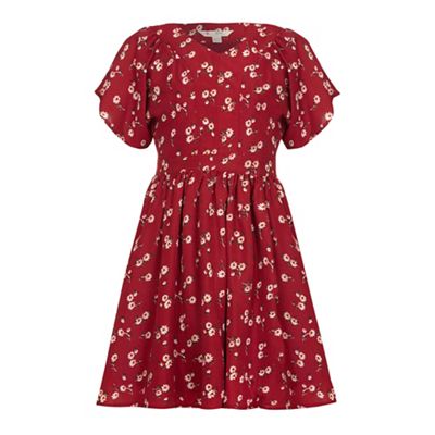 Yumi Girl Red Floral Printed Dress